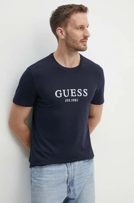 Guess t-shirt męski kolor granatowy z nadrukiem M4YI38 J1314