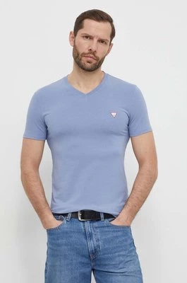 Guess t-shirt męski kolor niebieski gładki M2YI32 J1314