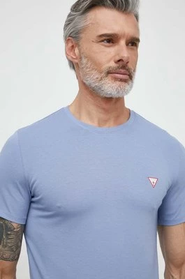 Guess t-shirt męski kolor niebieski gładki M2YI24 J1314