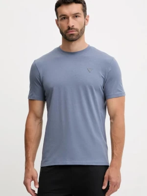 Guess t-shirt męski kolor niebieski gładki