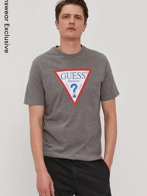 Guess T-shirt męski kolor szary z nadrukiem