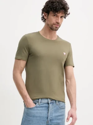Guess t-shirt męski kolor zielony gładki M2YI24 J1314