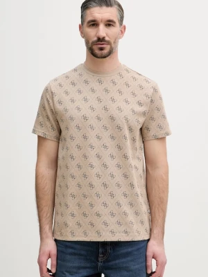 Guess t-shirt męski z bawełną beżowy