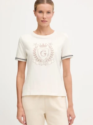 Guess t-shirt MURIEL damski kolor beżowy V5BI08 J1314