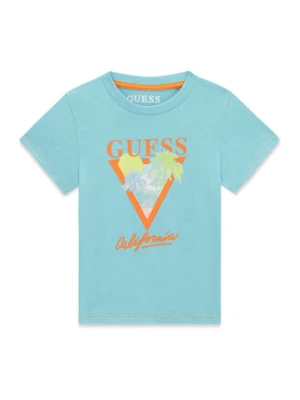 Guess T-Shirt N6GI10 K8HM4 Turkusowy Regular Fit