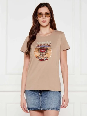 GUESS T-shirt | Regular Fit beżowy