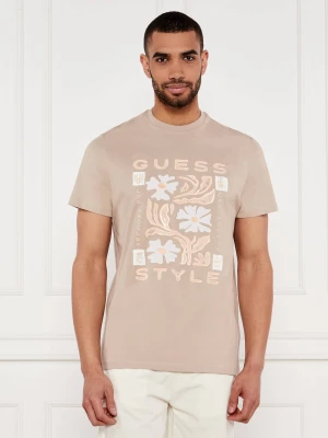 GUESS T-shirt | Regular Fit beżowy