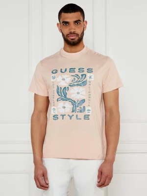 GUESS T-shirt | Regular Fit brzoskwiniowy