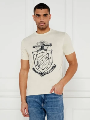 GUESS T-shirt | Regular Fit beżowy