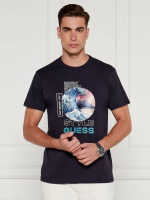 GUESS T-shirt | Regular Fit granatowy