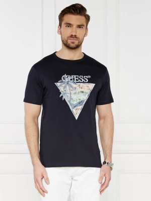 GUESS T-shirt | Regular Fit granatowy