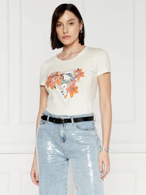 GUESS T-shirt | Regular Fit kremowy