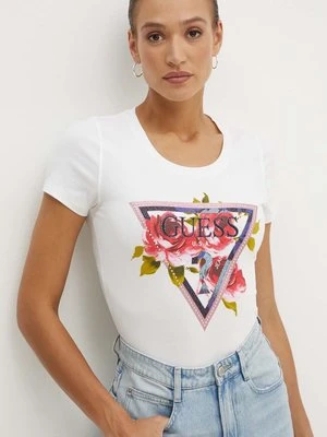 Guess t-shirt ROSES damski kolor beżowy W4YI71 J1314