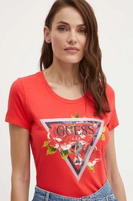 Guess t-shirt ROSES damski kolor czerwony W4YI71 J1314