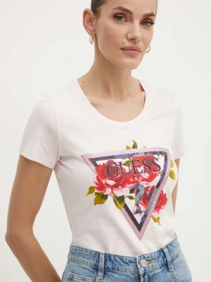 Zdjęcie produktu Guess t-shirt ROSES damski kolor różowy W4YI71 J1314