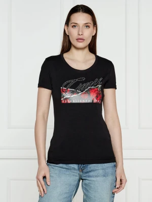 GUESS T-shirt ROSES | Regular Fit czarny