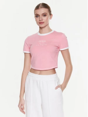 Guess T-Shirt Signature V3GI02 KBNW0 Różowy Slim Fit