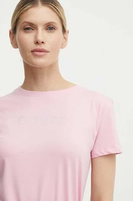Guess t-shirt SKYLAR damski kolor różowy V4GI09 J1314