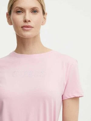 Guess t-shirt SKYLAR damski kolor różowy V4GI09 J1314