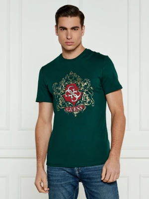 GUESS T-shirt | Slim Fit butelkowa zieleń