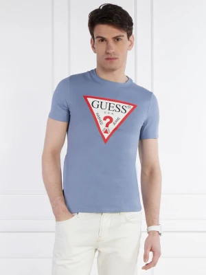 GUESS T-shirt | Slim Fit niebieski