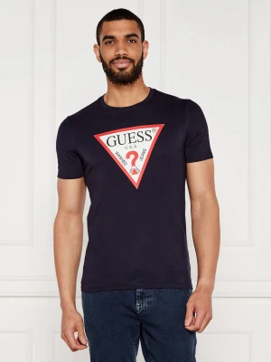 GUESS T-shirt | Slim Fit granatowy