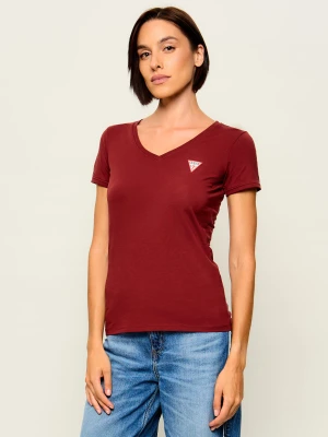 GUESS T-shirt | Slim Fit bordowy