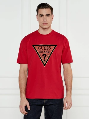 GUESS T-shirt Snake | Oversize fit czerwony
