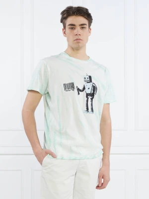 GUESS T-shirt SS BSC ROBOT GRAFFIT | Regular Fit zielony