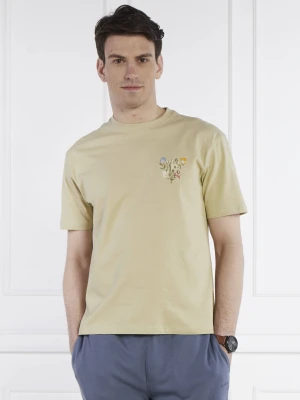 GUESS T-shirt SS CN SMALL ABSTRACT | Classic fit oliwkowy