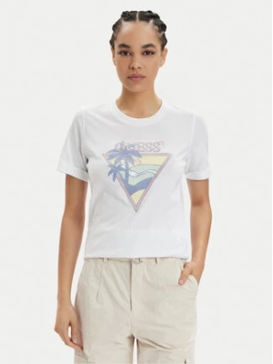 Guess T-Shirt Ss Rn Beach Triangle W4GI32 JA914 Biały Regular Fit