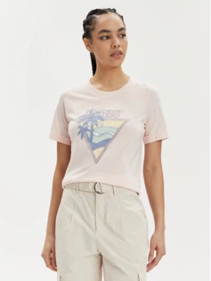 Guess T-Shirt Ss Rn Beach Triangle W4GI32 JA914 Różowy Regular Fit