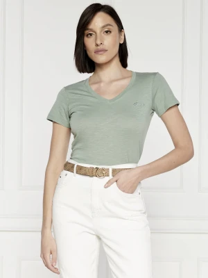 GUESS T-shirt SS VN SLUBBY | Regular Fit zielony