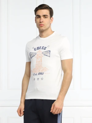 GUESS T-shirt Thewat | Slim Fit biały