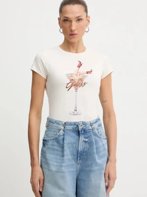 Guess t-shirt TINI damski kolor beżowy W5YI41 KA0Q1
