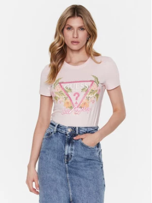 Guess T-Shirt Triangle Flowers W3GI41 J1314 Różowy Slim Fit