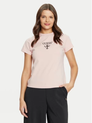 Guess T-Shirt V4YI21 KCDH1 Różowy Slim Fit