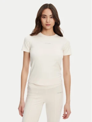 Guess T-Shirt V5RI10 KCD02 Écru Regular Fit Kremowy