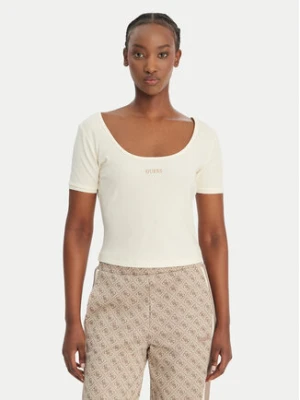 Guess T-Shirt V6GP04 K2969 Écru Slim Fit