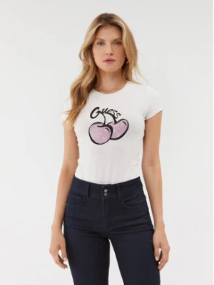 Guess T-Shirt W3BI16 KA0Q1 Écru Slim Fit