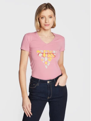 Guess T-Shirt W3RI59 J1314 Różowy Slim Fit