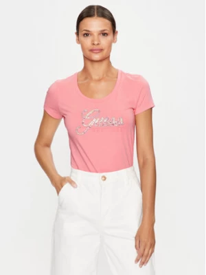 Guess T-Shirt W3YI36 J1314 Różowy Slim Fit