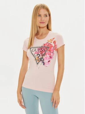 Guess T-Shirt W4BI23 J1314 Różowy Slim Fit