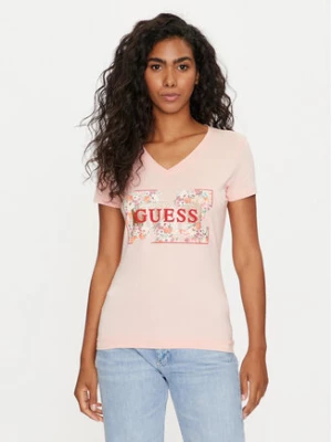Guess T-Shirt W4GI23 J1314 Różowy Slim Fit