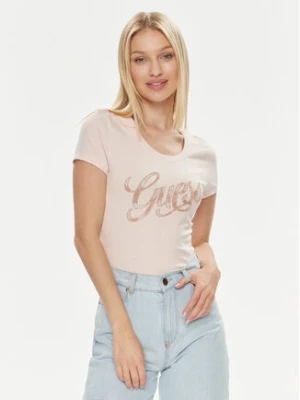 Guess T-Shirt W4GI30 J1314 Różowy Slim Fit