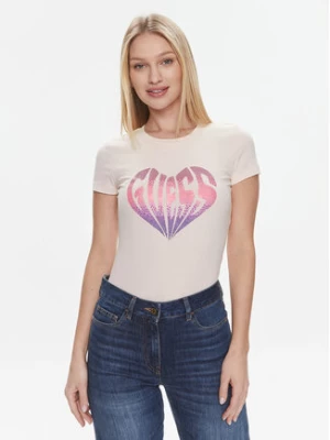 Guess T-Shirt W4RI53 J1314 Różowy Slim Fit