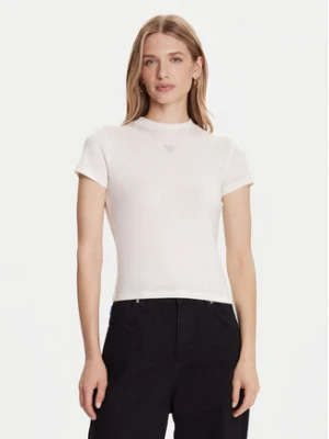 Guess T-Shirt W5BP07 KCGM2 Écru Slim Fit Kremowy
