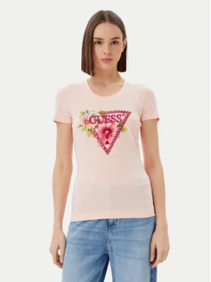 Guess T-Shirt W5GI10 J1314 Różowy Slim Fit