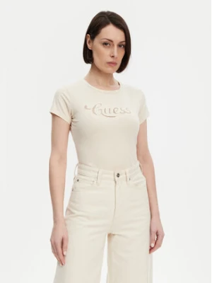 Guess T-Shirt W5GI47 KA0Q1 Écru Slim Fit
