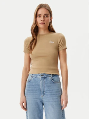 Guess T-Shirt W5GP62 KA0H1 Beżowy Regular Fit